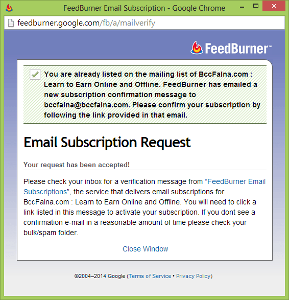 FeedBurner Registration Process 