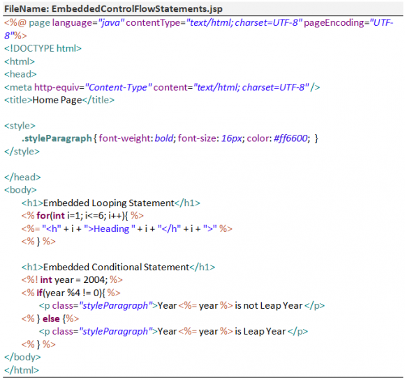 Embedded Control Flow Statements - Core JSP in Hindi - BccFalna.com